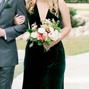 Jenny Yoo Logan Emerald Velvet Dress